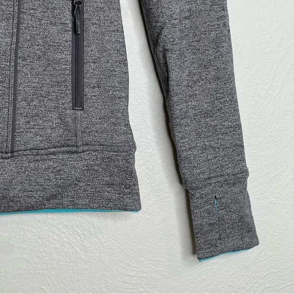 IVIVVA Girls Reversible Zip-Up Jacket Gray Teal Full Zip Pockets Activewear 10 - Picture 3 of 16
